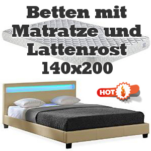 Betten mit Matratze und Lattenrost 140x200